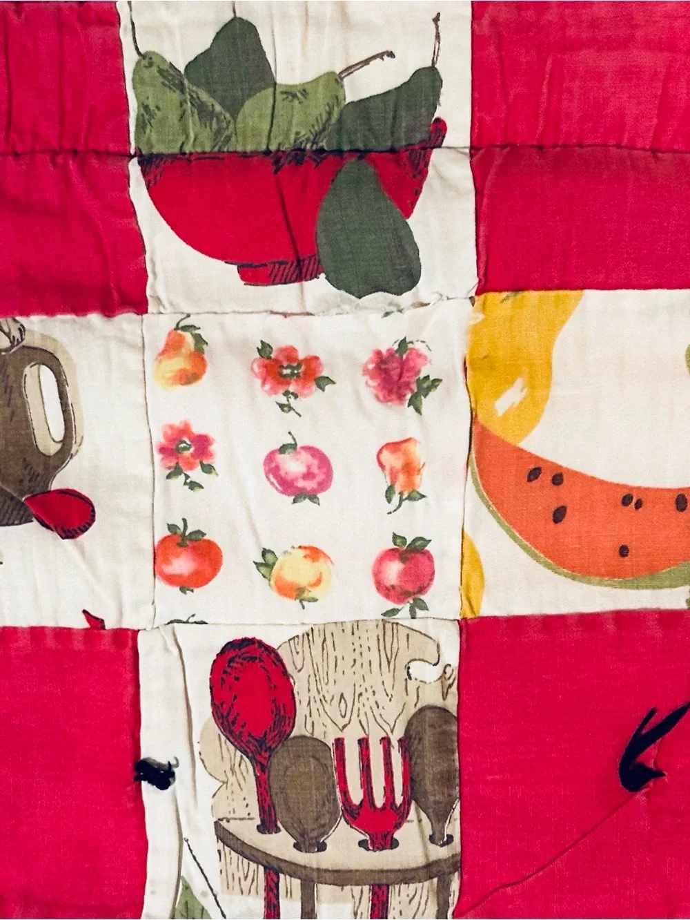 Whimsical Antique handmade cotton patchwork quilt rustic country folk art